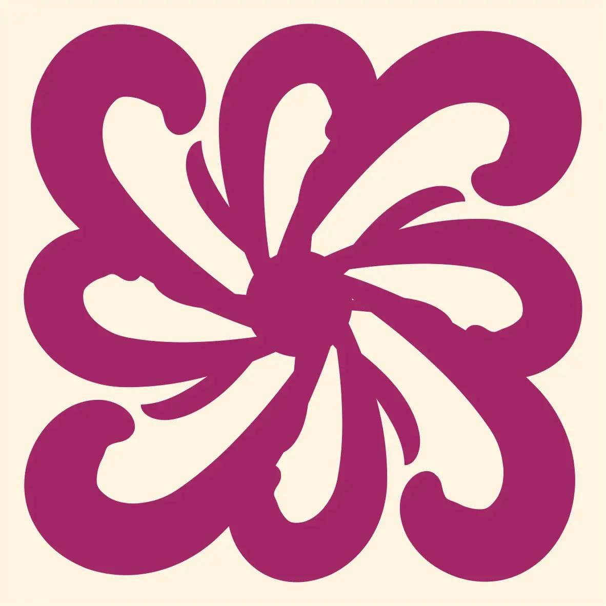 Sygnet w ciemnoróżowym kolorze nawiązujący do roślinności, logo Kasi Paprockiej.