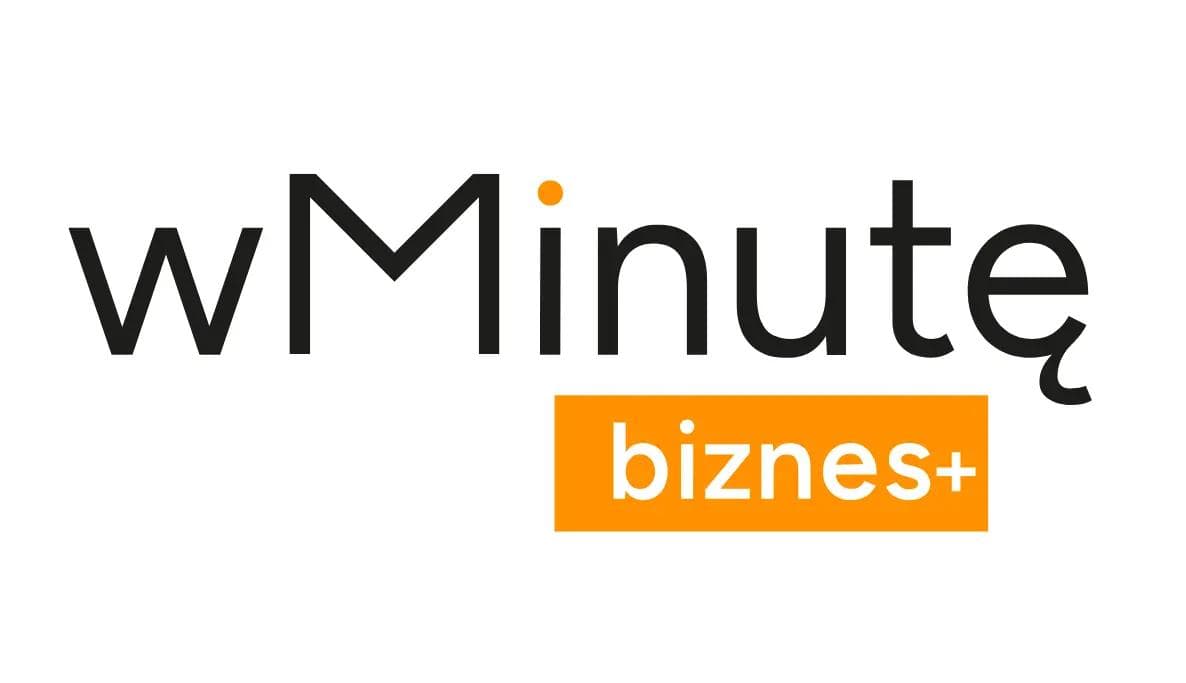 Czarno-pomarańczowe logo marki w Minutę.