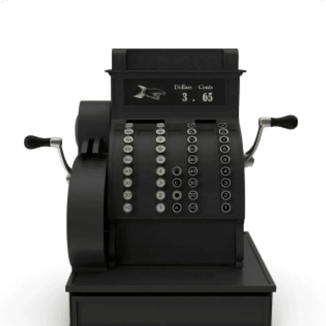 Czarna starodawna kasa fiskalna